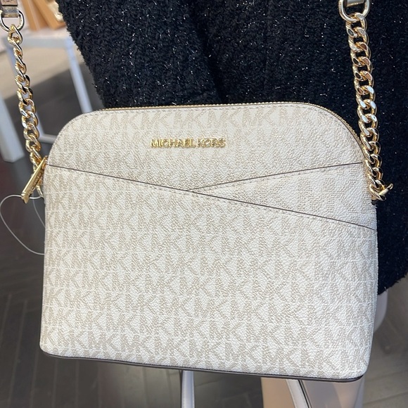 Michael Kors Jet Set Travel Medium Metallic Signature Logo Dome Crossbody Satchl - Picture 8 of 16